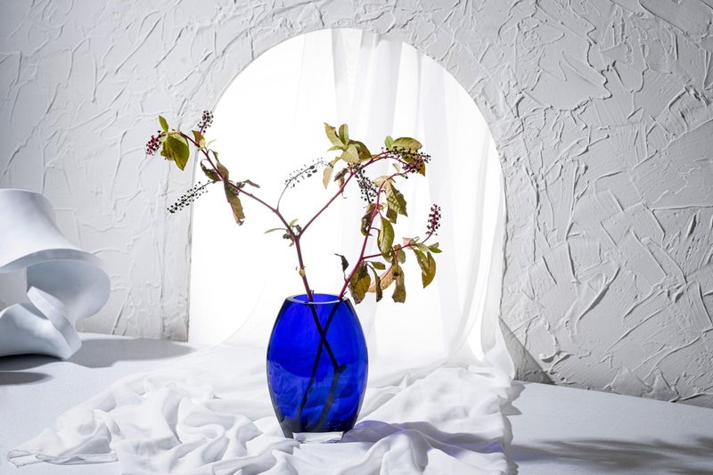 Barski - Handmade Glass - Oval Shaped vase - Cobalt - 8.5 "H (8.5 Inches High) Made in Europe - Image 2